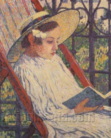 Elizabeth Van Rysselberghe Reading on the Balcony
