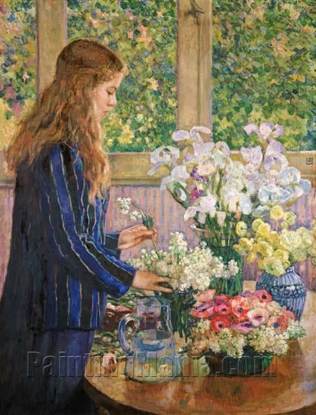 Young Girl with a Vase of Flowers 2