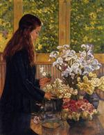 Young Girl with a Vase of Flowers