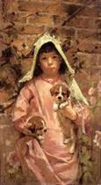 Girl with Puppies