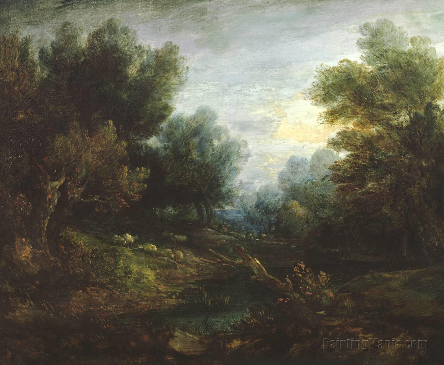 Landscape: Sheep in a Woodland Glade