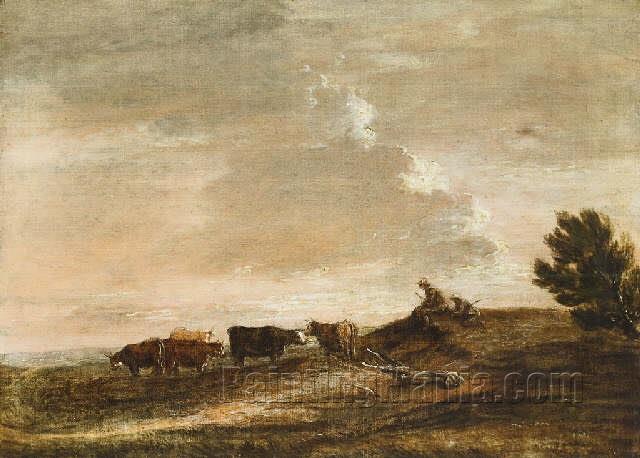 Open Landscape with Rustics and Cattle