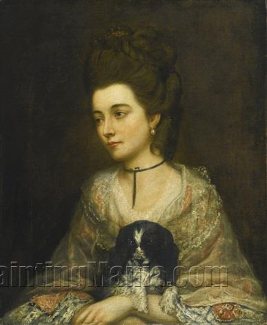 Portrait of a Lady Holding a Spaniel