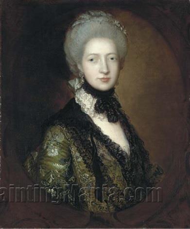 Portrait of lady Willielma Glenorchy in a green embroidered dress and black lace shawl