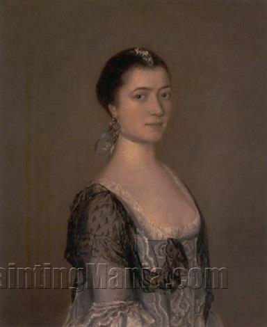 Portrait of Miss Elizabeth Edgar in a Blue Dress with a Black Lace Shawl
