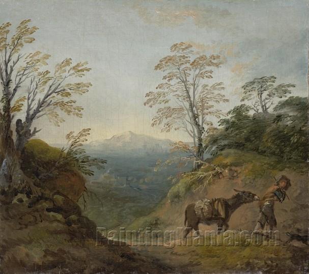 Wooded Landscape with a Boy Leading a Donkey and Dog