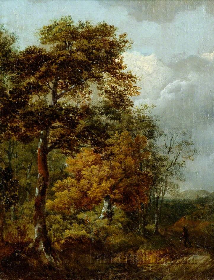 Wooded Landscape with a Figure on a Winding Track