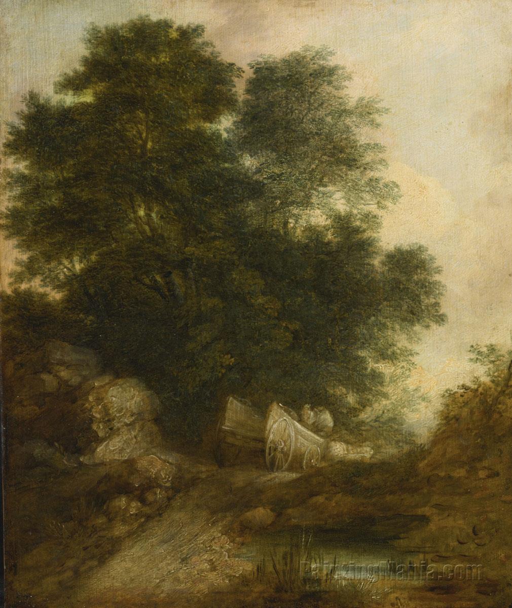Wooded Landscape with Peasants in a Wagon