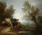 Landscape with Cattle, a Young Man Courting a Milkmaid