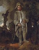 An Old Peasant with a Donkey in a Wooded Landscape