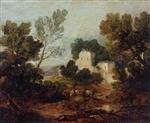 Wooded Landscape with a Driver and Cattle and a Distant Mansion