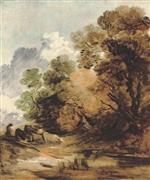 Wooded Landscape with a Herdsman Driving Cattle Towards a Pool