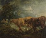Wooded Landscape with Rustic Lovers and Two Cows