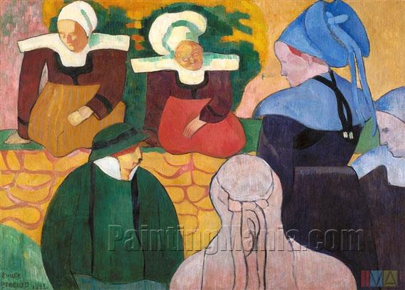 Breton Women at a Wall