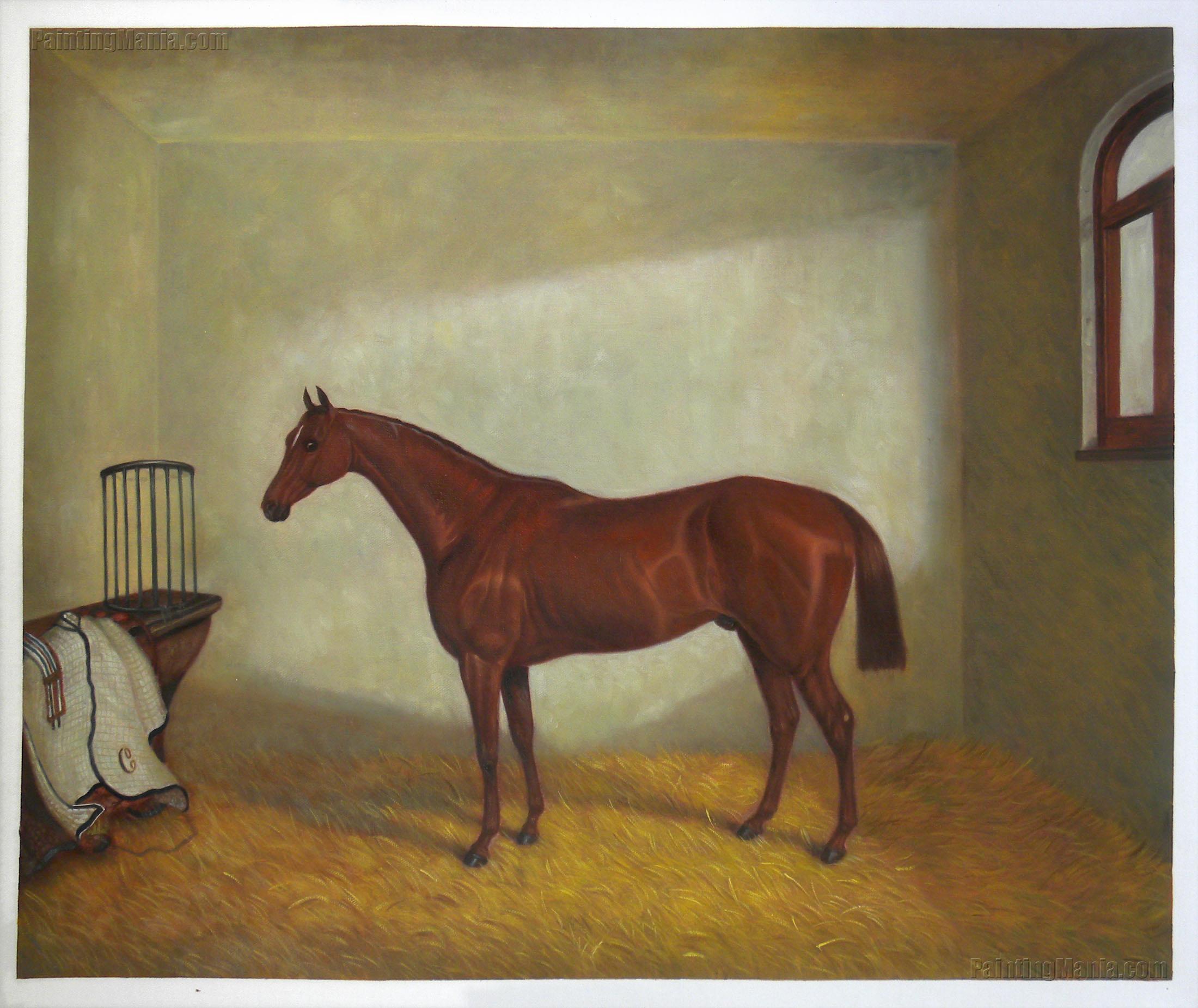 "Hermit", Winner of the 1867 Derby, in a Stable