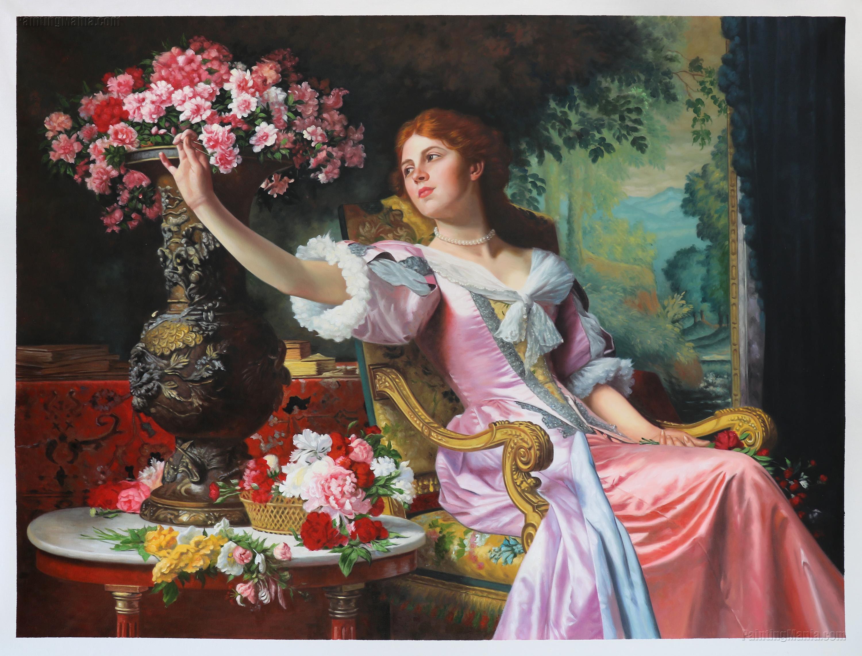 Lady in a Pink Dress with Flowers (Dame with azalias)