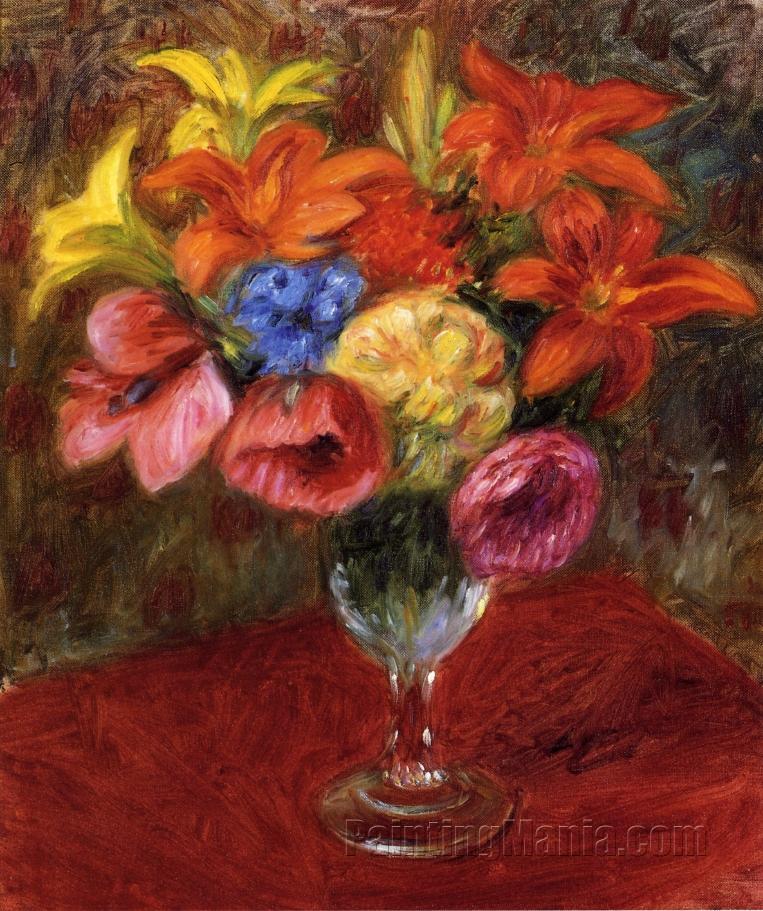 Poppies, Lilies and Blue Flowers