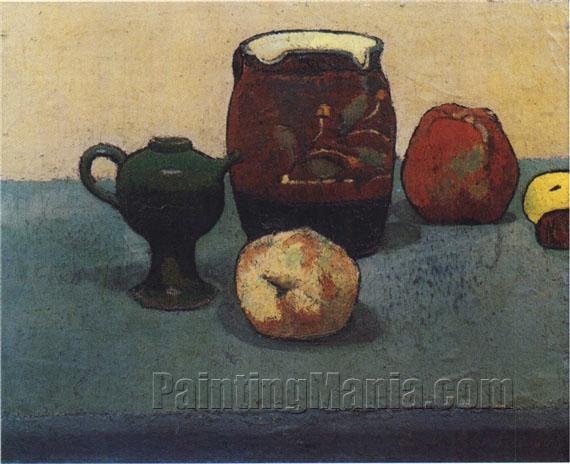 Still Life with Stone Mug and Apples