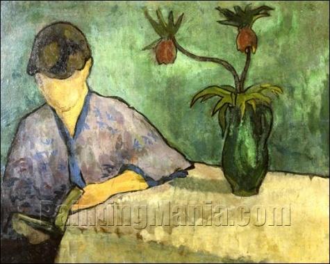 Young Woman in Kimono, Reading