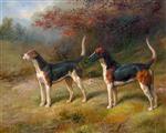 Chorister and Norman. One Couple of Fox Hounds beside a Covert by Heywood Hardy