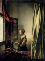 A Girl Reading a Letter by an Open Window