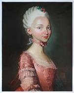 Portrait of an Elegant Young Lady in a Pink Dress by Simon-Bernard Lenoir