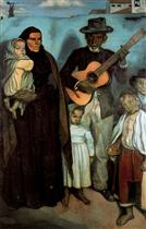 Spanish street musician and his family