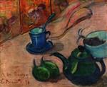 Still Life with Teapot. Cup and Fruit