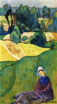Woman Sitting in a Field: Brittany