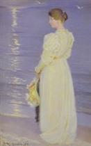 Woman in White on a Beach