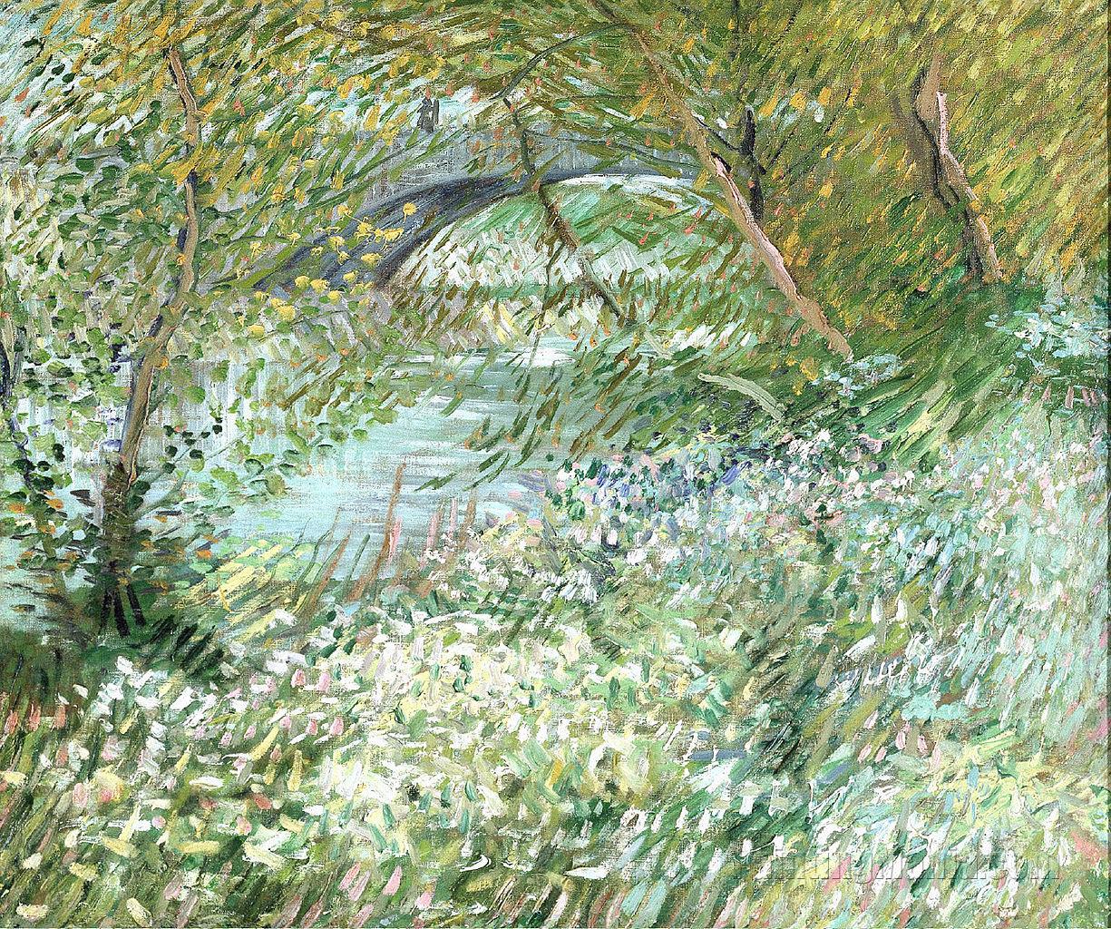 Banks of the Seine with Pont de Clichy in the Spring