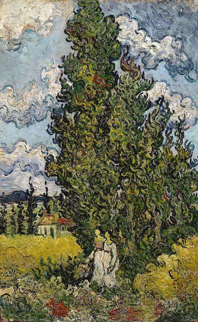 Cypresses and Two Women