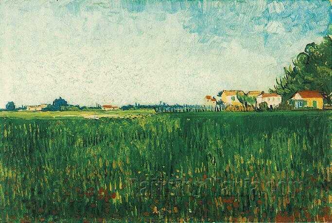 Farmhouses in a Wheat Field Near Arles