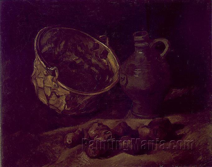 Still Life with Copper Kettle, Jar and Potatoes