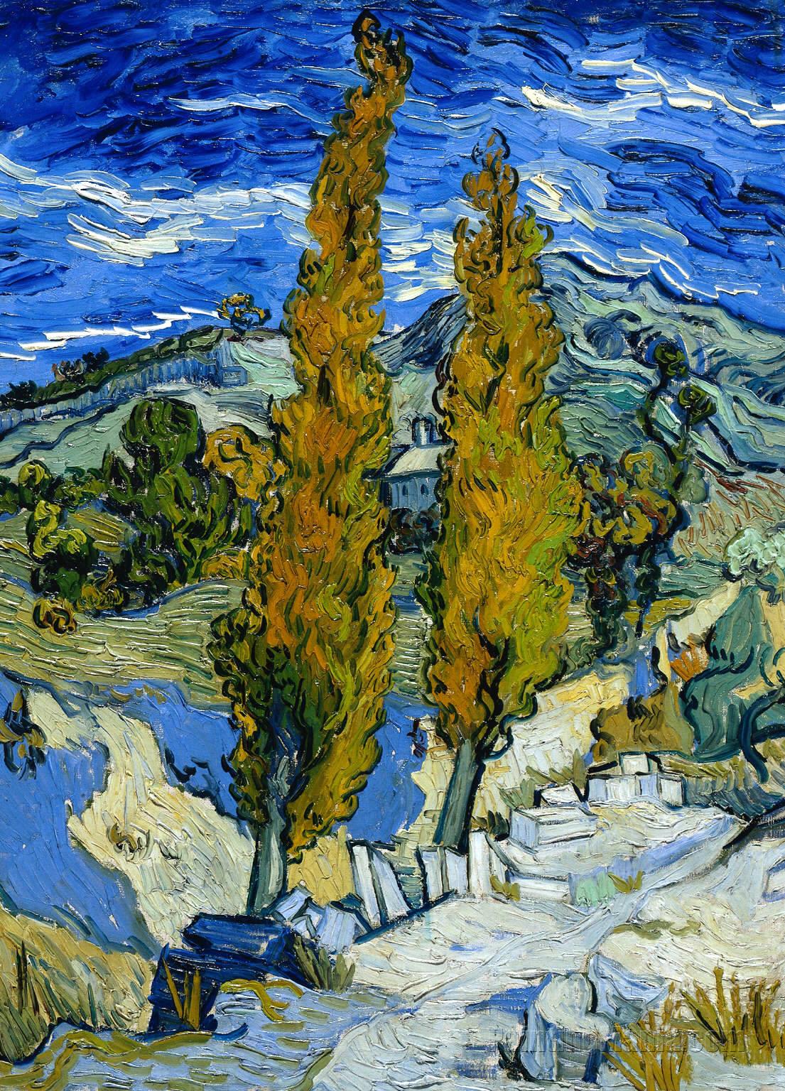 Two Poplars on a Hill