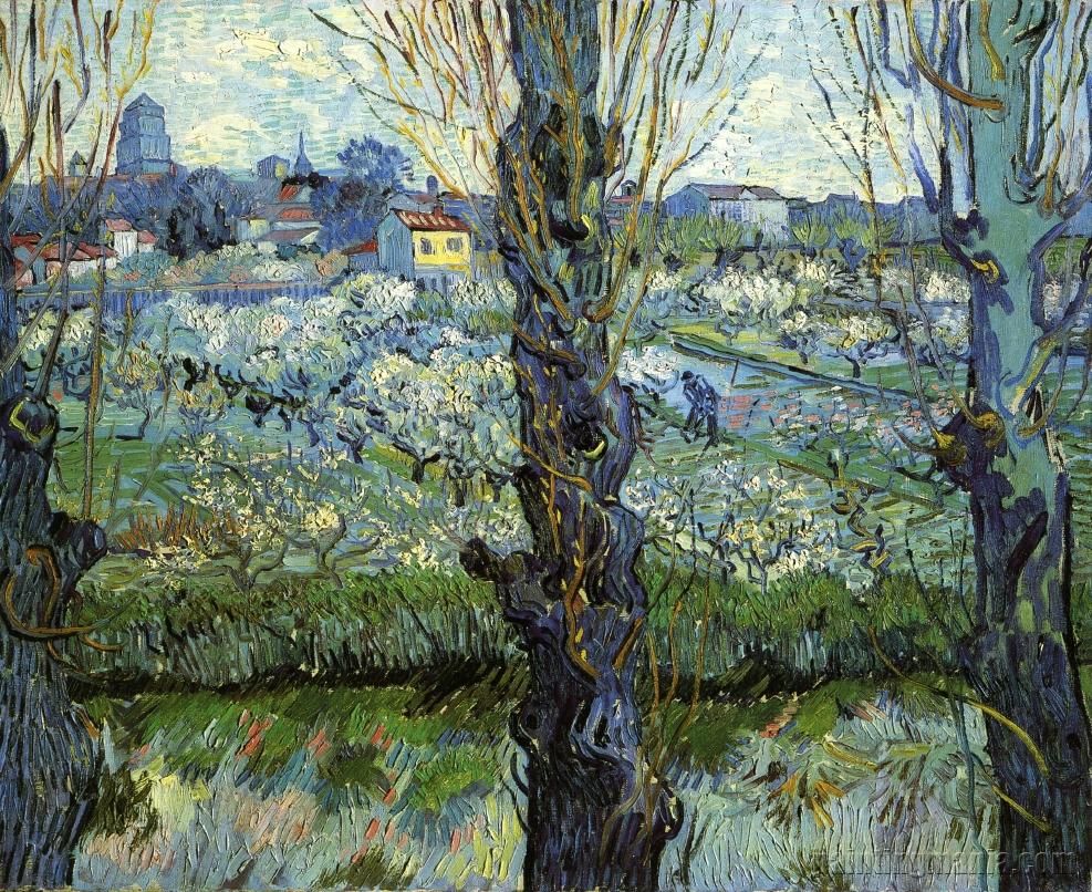 View of Arles. Orchard in Bloom with Poplars in the Forefront
