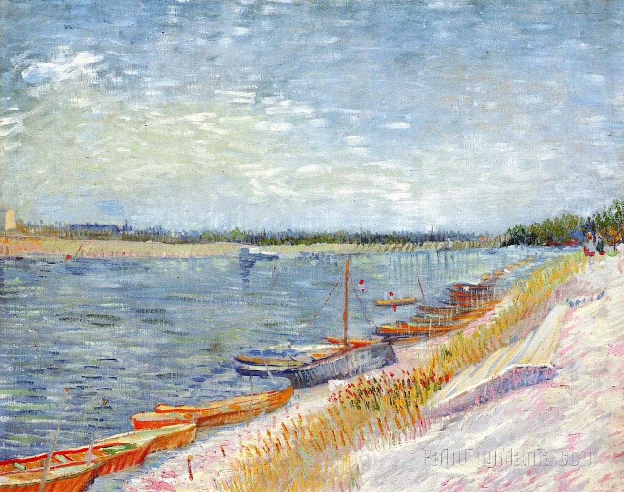 View of a River with Rowing Boats