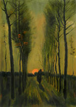 Lane of Poplars at Sunset