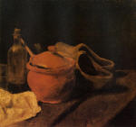 Still Life with Earthenware. Bottle and Clogs