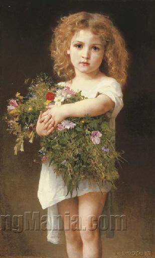 Enfant tenant des fleurs