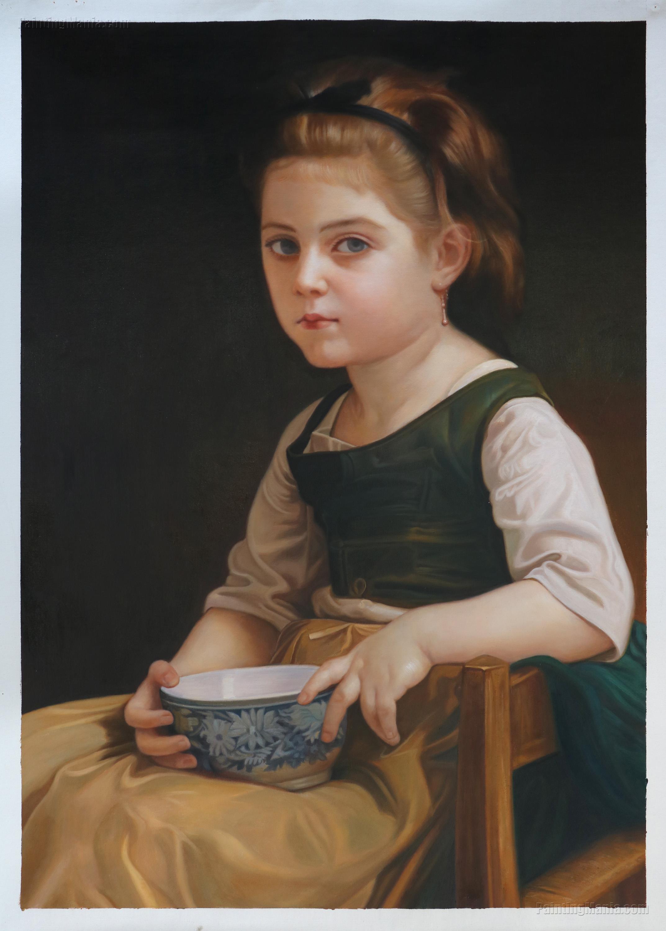 Little Girl with Blue Bowl