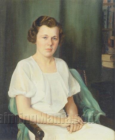 Portrait of a Seated Woman in a White Dress