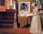Interior. Young Woman at a Table