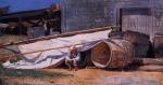 Boy in a Boatyard (Boy with Barrels)
